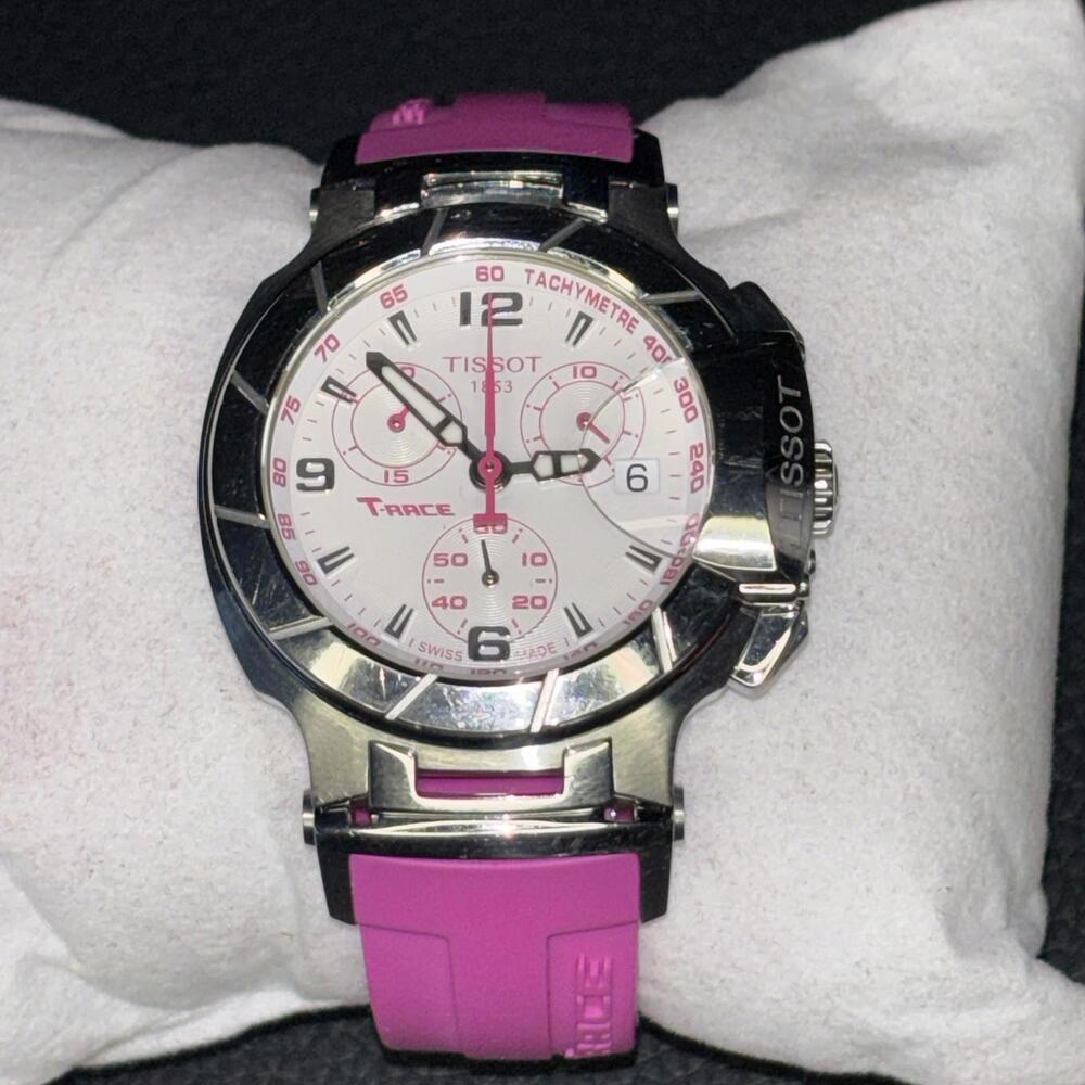 Tissot T-race Pink/silver Dial Pink Silicone Strap Swiss Quartz Chronograph